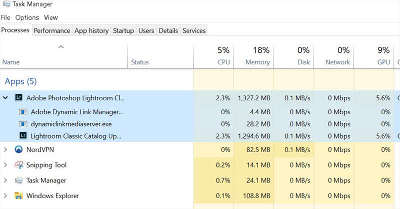 Lightroom CC 2020 - RAM IDLE